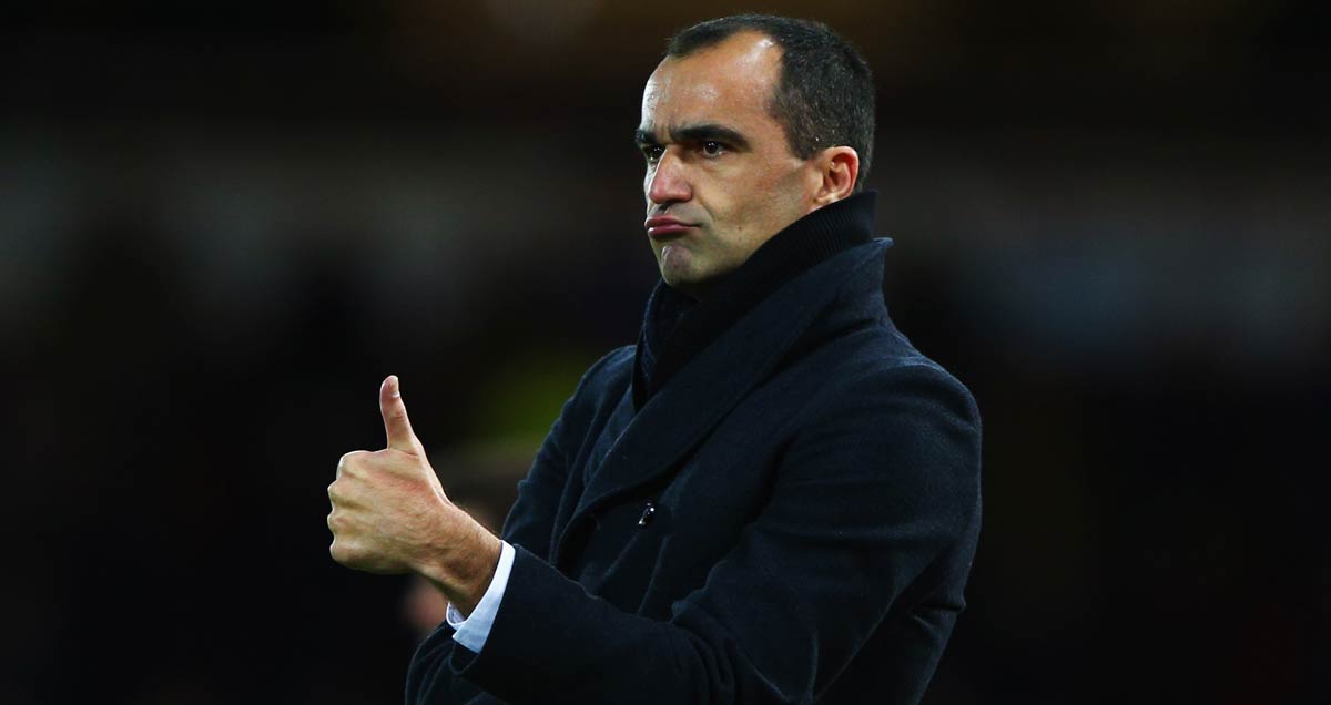 Everton manager Roberto Martinez signals his approval
