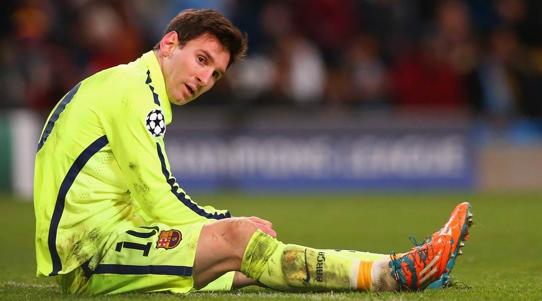 Lionel Messi contemplates another visit to the penalty spot