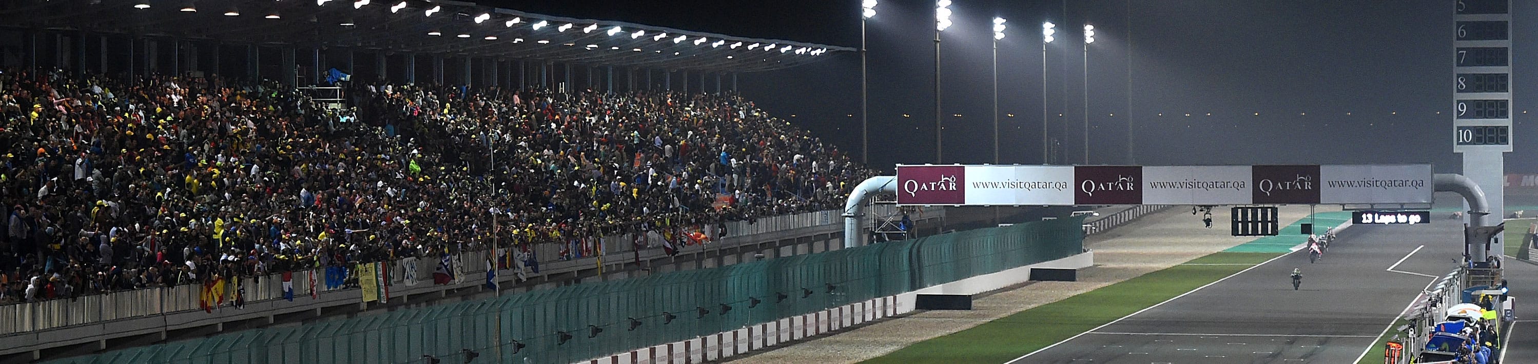 General view of action during the MotoGP of Qatar at Losail International Circuit