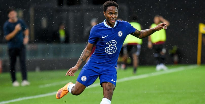 Chelsea's Raheem Sterling portrait in action during the friendly football match Udinese Calcio vs Chelsea FC on July 29, 2022 at the Friuli - Dacia Arena stadium in Udine, Italy (Photo by Ettore Griffoni/LiveMedia/Sipa USA) Raheem Sterling, Chelsea